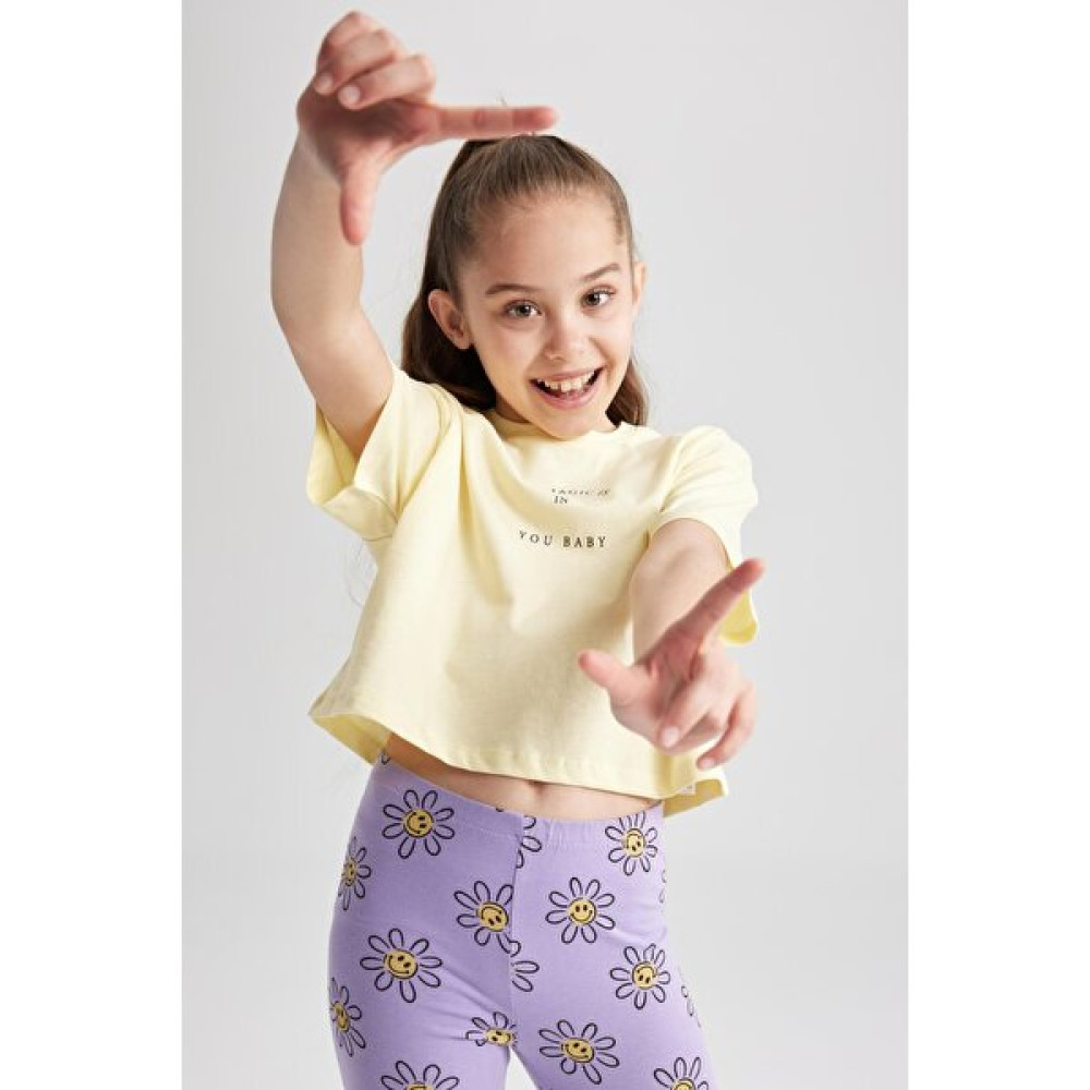DeFacto Kız Çocuk Crop Kısa Kollu Tişört A4130A823HS Kız Çocuk T-shirt Fiyatı