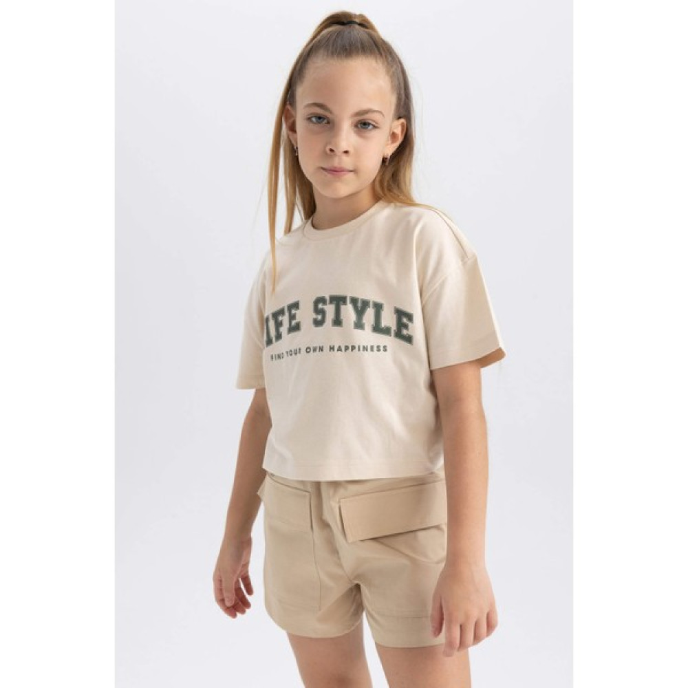 DeFacto Kız Çocuk Crop Kısa Kollu Tişört B0731A823HS Kız Çocuk T-shirt Fiyatı