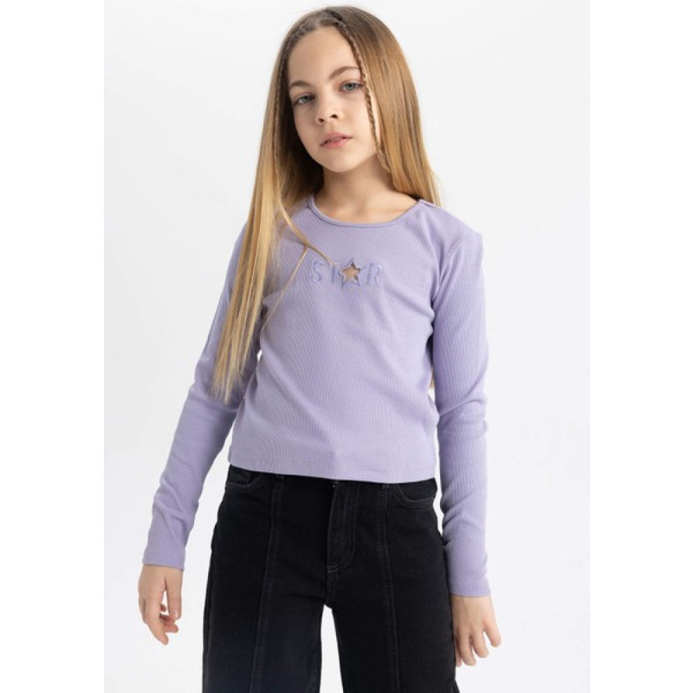 DeFacto Kız Çocuk Crop Top Bisiklet Yaka Ribana Uzun Kollu Tişört C0082A824SP Kız Çocuk Sweatshirt Fiyatı