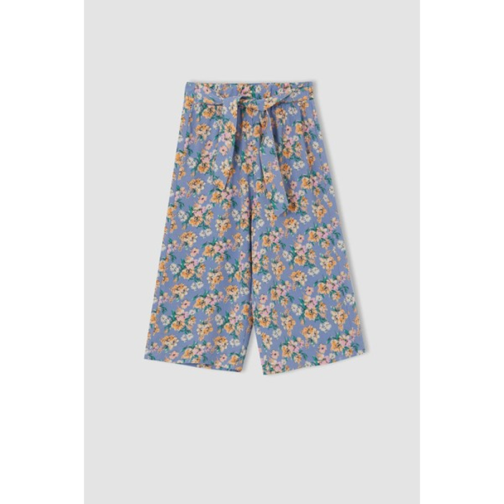 DeFacto Kız Çocuk Culotte Çiçek Desenli Kapri Boy Pantolon T3887A6NS Kız Çocuk Pantolon Fiyatı