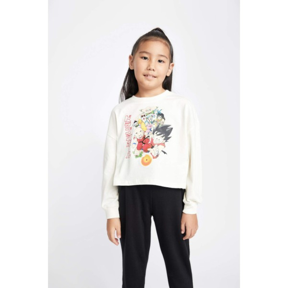 DeFacto Kız Çocuk Dragon Ball Bisiklet Yaka Penye Uzun Kollu Tişört A7749A823AU Kız Çocuk Sweatshirt Fiyatı