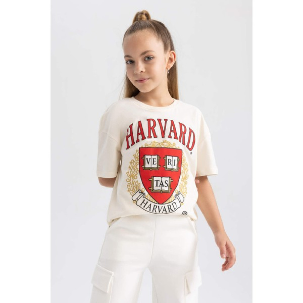 DeFacto Kız Çocuk Harvard University Oversize Fit Kısa Kollu Tişört A5838A823AU Kız Çocuk T-shirt Fiyatı