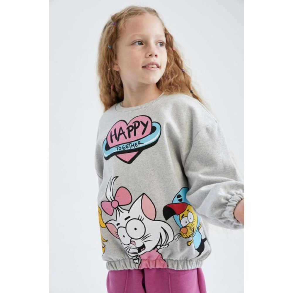DeFacto Kız Çocuk Kral Şakir Bisiklet Yaka İçi Yumuşak Tüylü Sweatshirt Y5598A622AU Kız Çocuk Sweatshirt Fiyatı