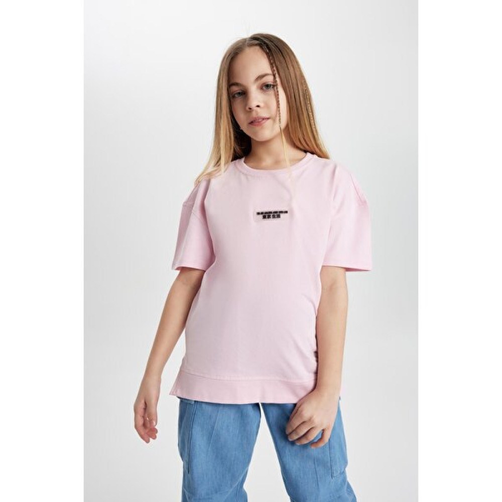 DeFacto Kız Çocuk Oversize Fit Kısa Kollu Tişört C1202A824SM Kız Çocuk T-shirt Fiyatı