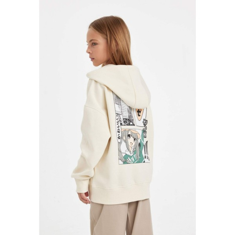 DeFacto Kız Çocuk Oversize Geniş Kalıp Sırt Baskılı Kapüşonlu Sweatshirt D2881A824WN Kız Çocuk Sweatshirt Fiyatı