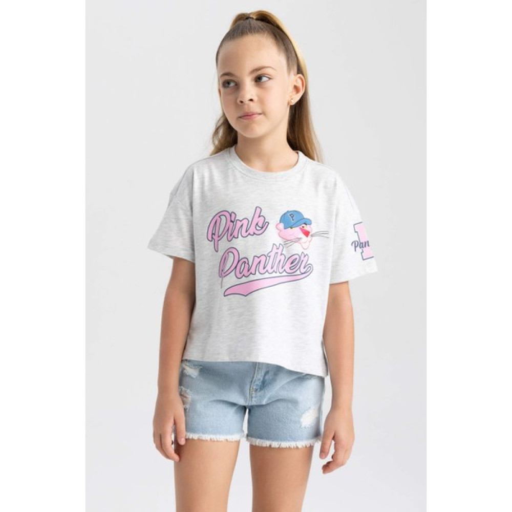 DeFacto Kız Çocuk Pink Panther Crop Kısa Kollu Tişört A8555A823HS Kız Çocuk T-shirt Fiyatı