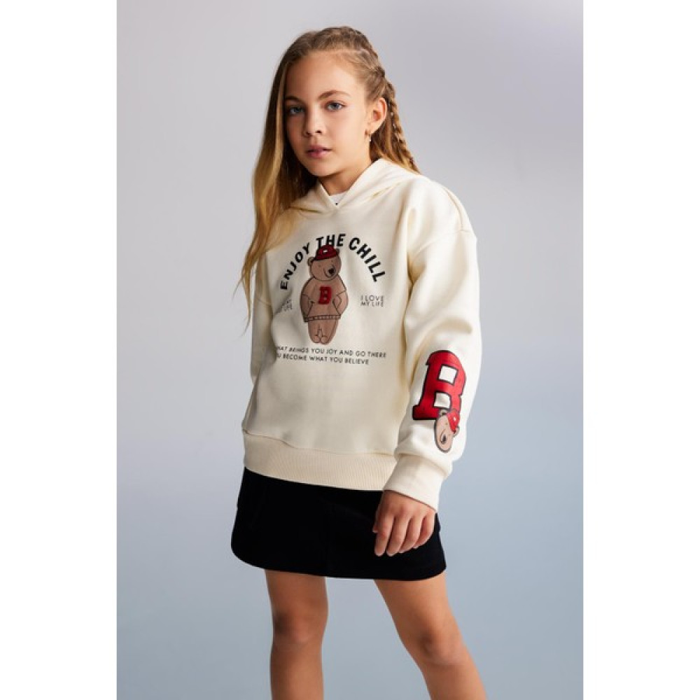 DeFacto Kız Çocuk Regular Fit Kapüşonlu İçi Yumuşak Tüylü Kalın Sweatshirt A4826A823AU Kız Çocuk Sweatshirt Fiyatı