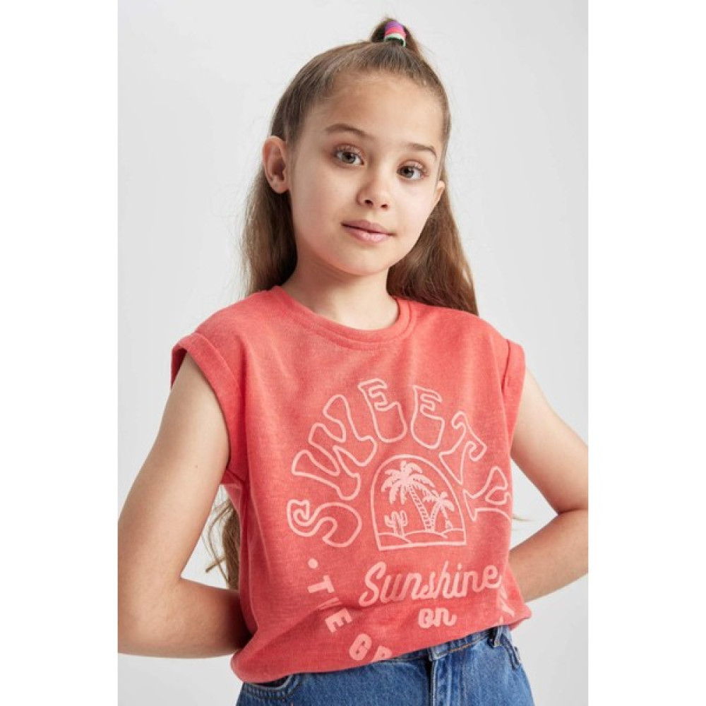 DeFacto Kız Çocuk Regular Fit Kısa Kollu Tişört A2045A823HS Kız Çocuk T-shirt Fiyatı