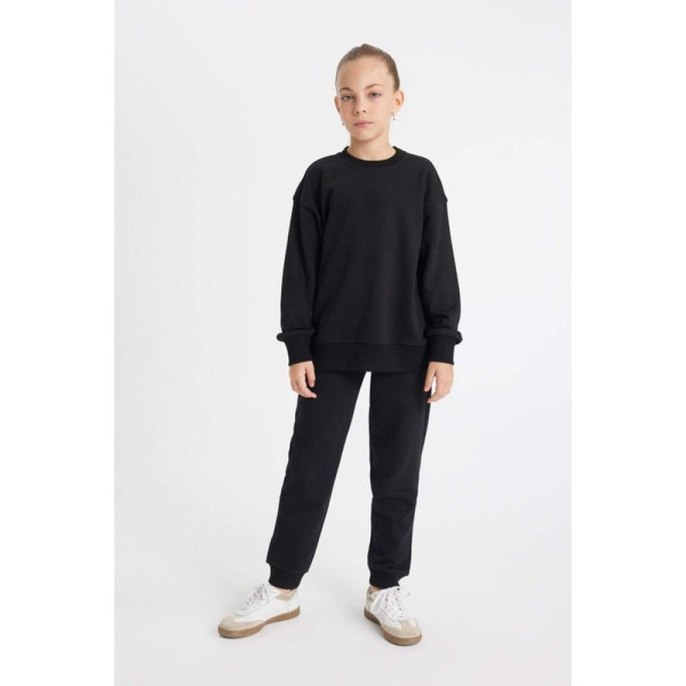 DeFacto Kız Çocuk Siyah Standart Fit Beli Paçası Lastikli Basic Düz Okul Jogger Eşofman Altı Y1226A624AU Kız Çocuk Eşofman Fiyatı