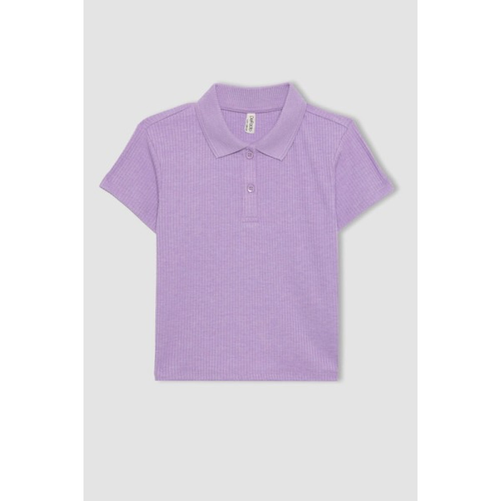 DeFacto Kız Çocuk Slim Fit Polo Yaka Basic Fitilli Kaşkorse Kısa Kollu Polo Tişört Z7794A624SM Kız Çocuk T-shirt Fiyatı