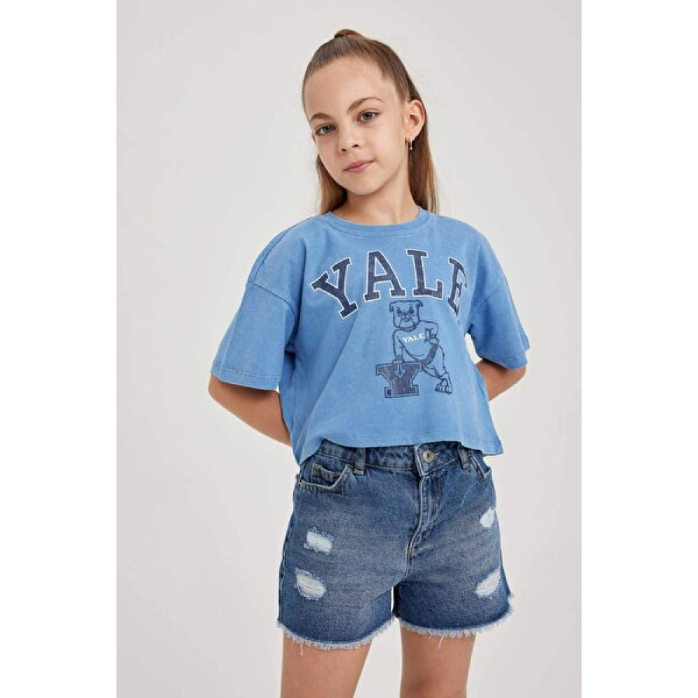 DeFacto Kız Çocuk Yale University Relax Fit Kısa Kollu Tişört A5236A823HS Kız Çocuk T-shirt Fiyatı