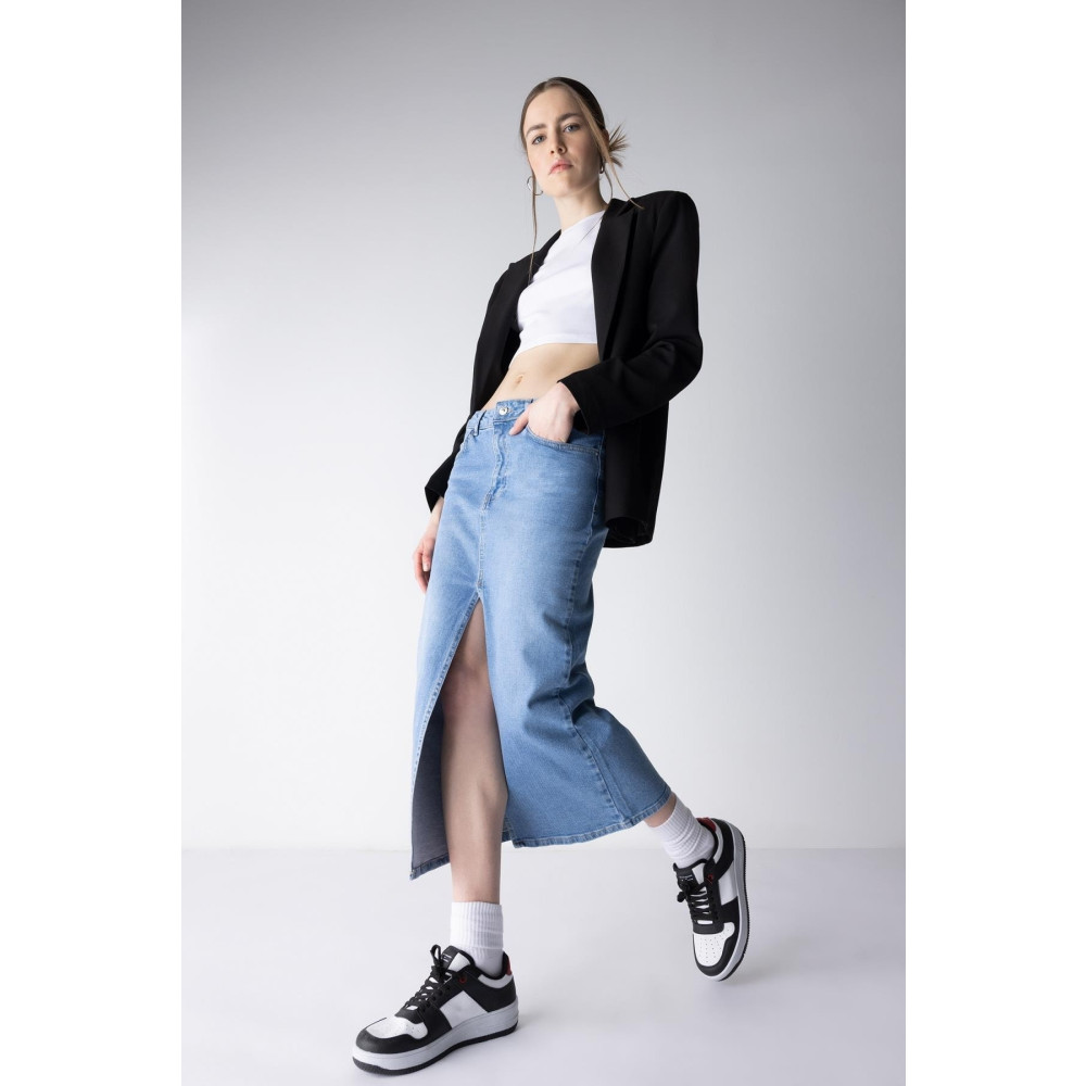 DeFacto Long Fit Yırtmaçlı Midi Jean Etek 38 Beden Etek Fiyatı