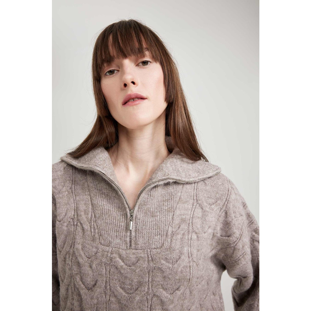 DeFacto Oversize Fit Fermuarlı Kazak XL Beden Bayan Kazak & Süveter & Triko Fiyatı