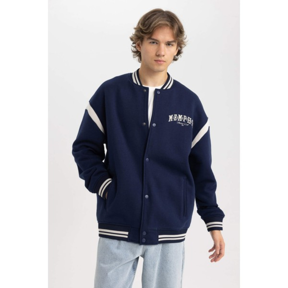 DeFacto Oversize Fit Kolej Yaka Bomber İçi Yumuşak Tüylü Hırka A4473AX23AU Erkek Hırkalar Fiyatı