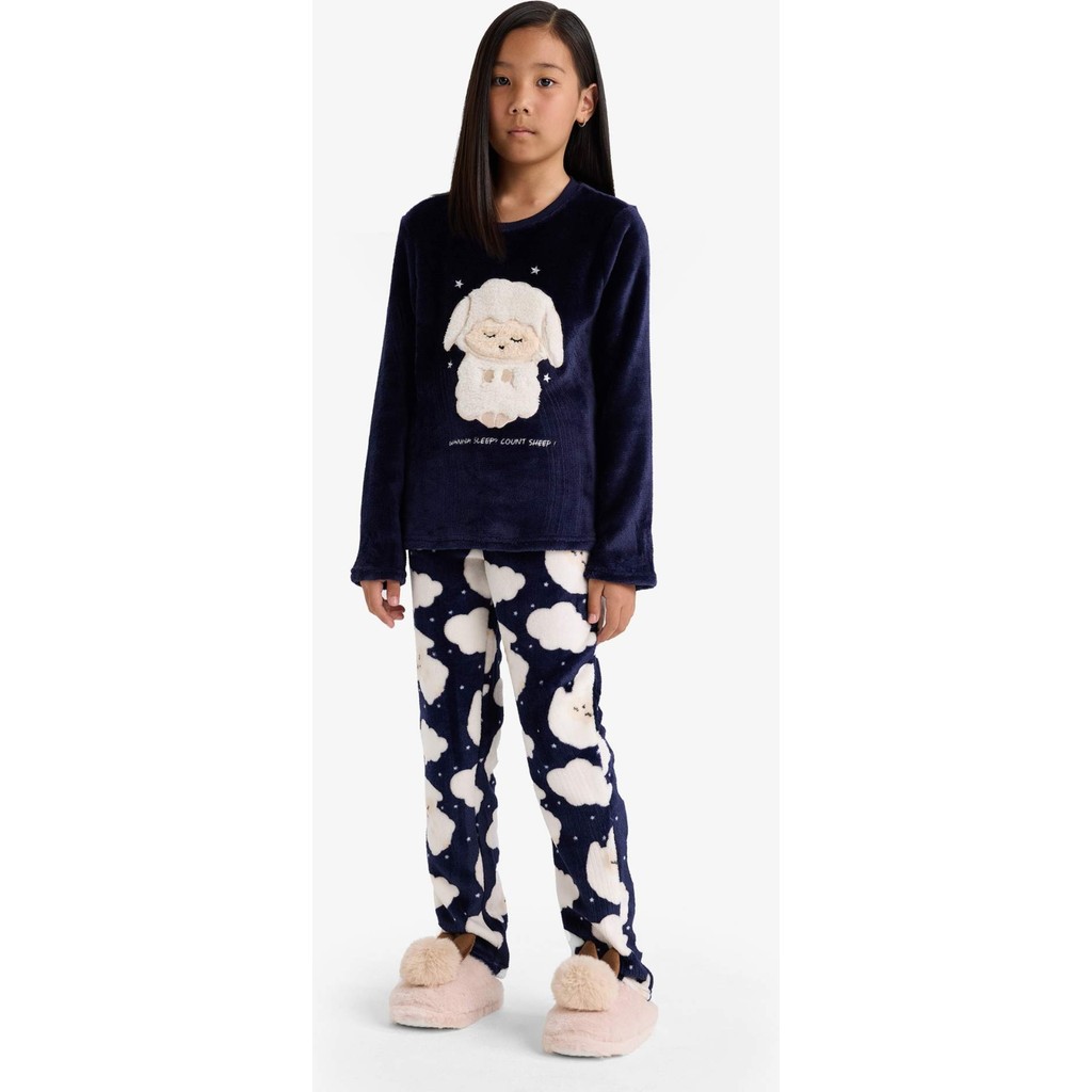 DeFacto Pijama Takımı Pelüş Baskılı Uzun Kollu Üst Desenli Uzun Alt Kız Çocuk D1083A825WN Anne Bebek Oyuncak Fiyatı