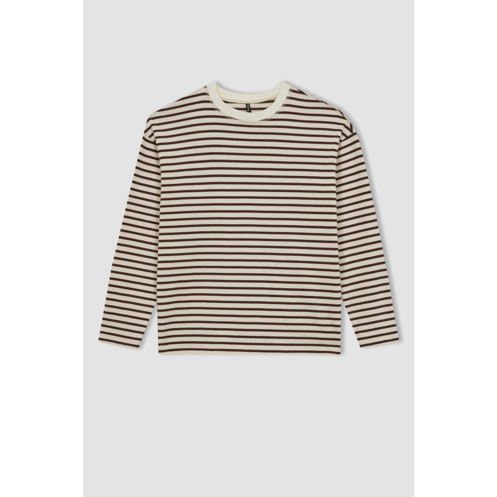 DeFacto Regular Fit Bisiklet Yaka %100 Pamuk Sweatshirt L Beden Bayan T-shirt Fiyatı