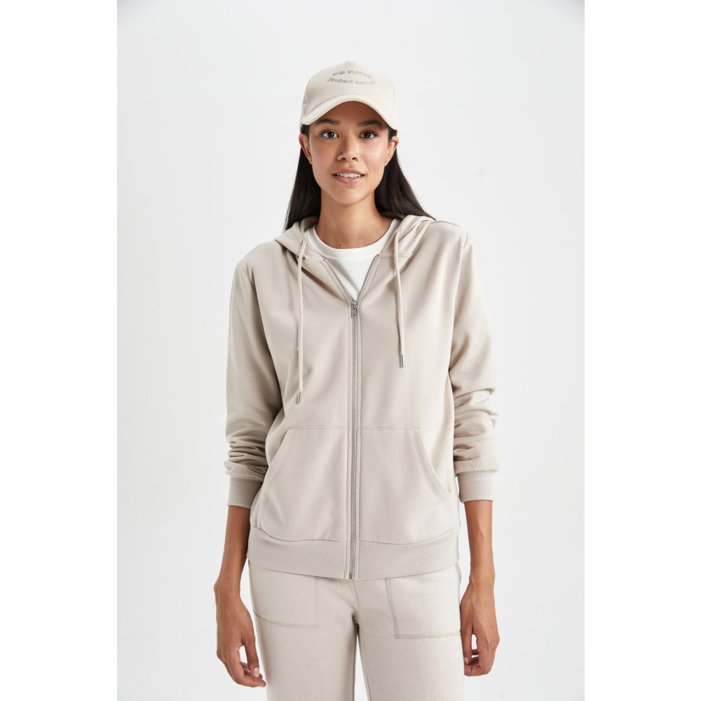 DeFacto Regular Fit Ince Sweatshirt Kumaşı Hırka 3XL Beden Kadın Hırka Fiyatı