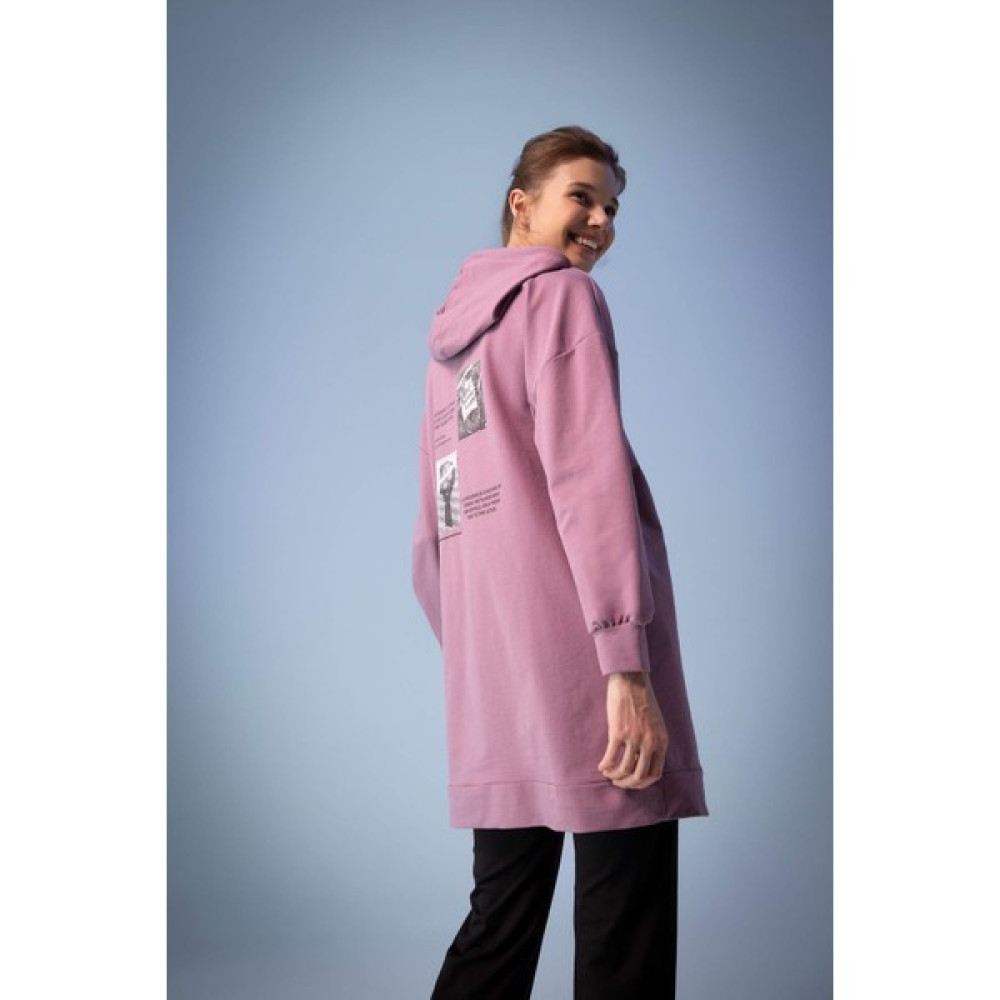 DeFacto Regular Fit Kapüşonlu Baskılı Sweatshirt Kumaşı Sweatshirt Tunik W8742AZ22SP Tunik Fiyatı