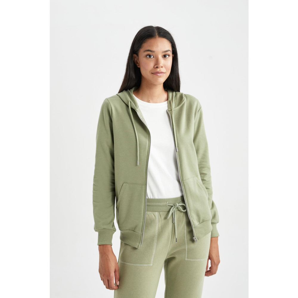 DeFacto Regular Fit Kapüşonlu Ince Sweatshirt Kumaşı Hırka XS Beden Kadın Hırka Fiyatı