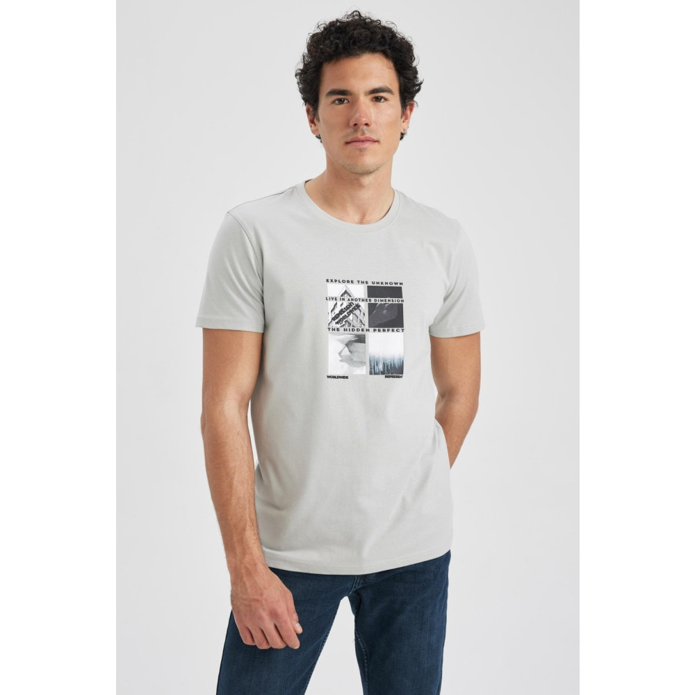 DeFacto Slim Fit Bisiklet Yaka Baskılı %100 Pamuk Tişört XXL Beden Bayan T-shirt Fiyatı