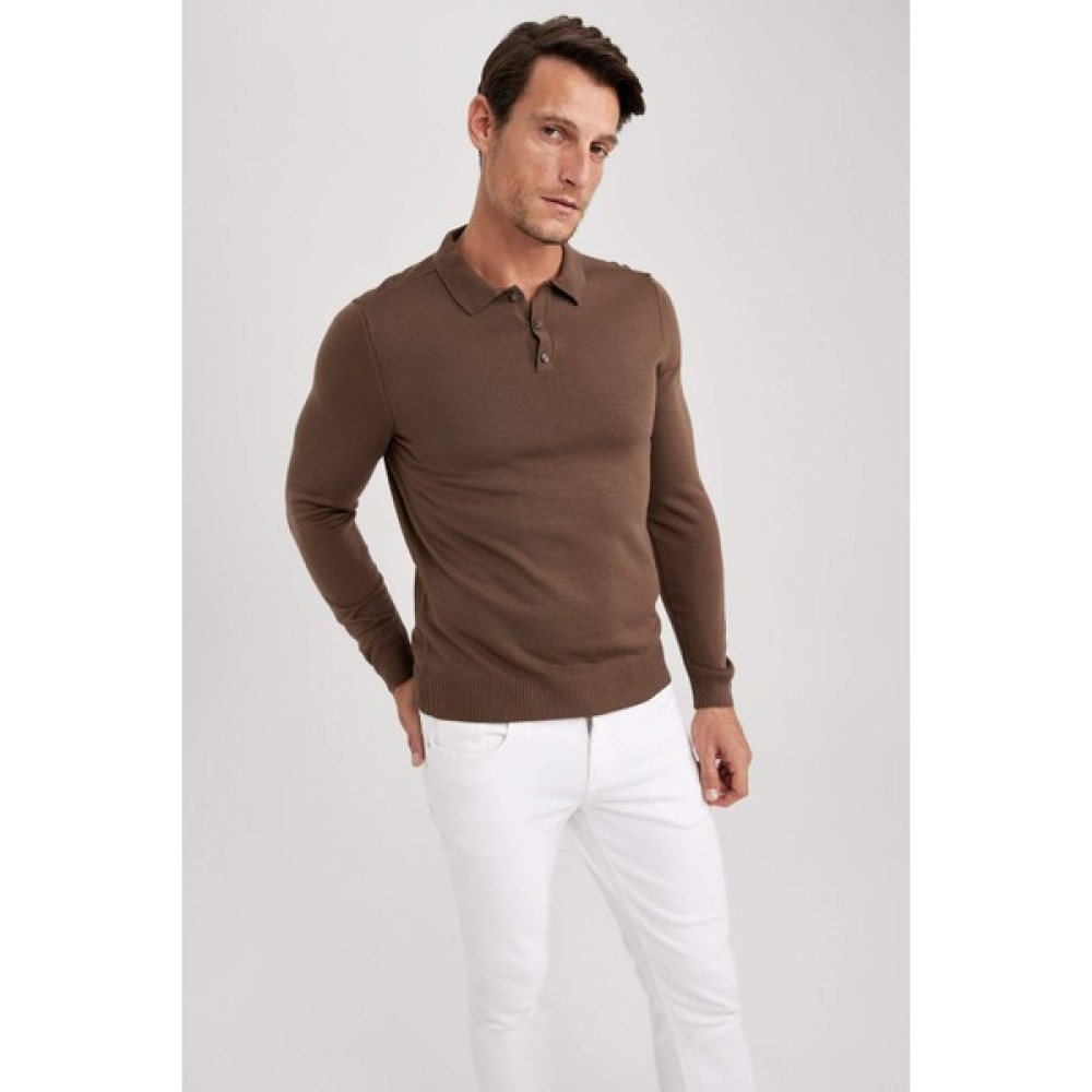 DeFacto Slim Fit Polo Yaka Kazak Y0902AZ23AU Erkek Kazak & Süveter & Triko Fiyatı