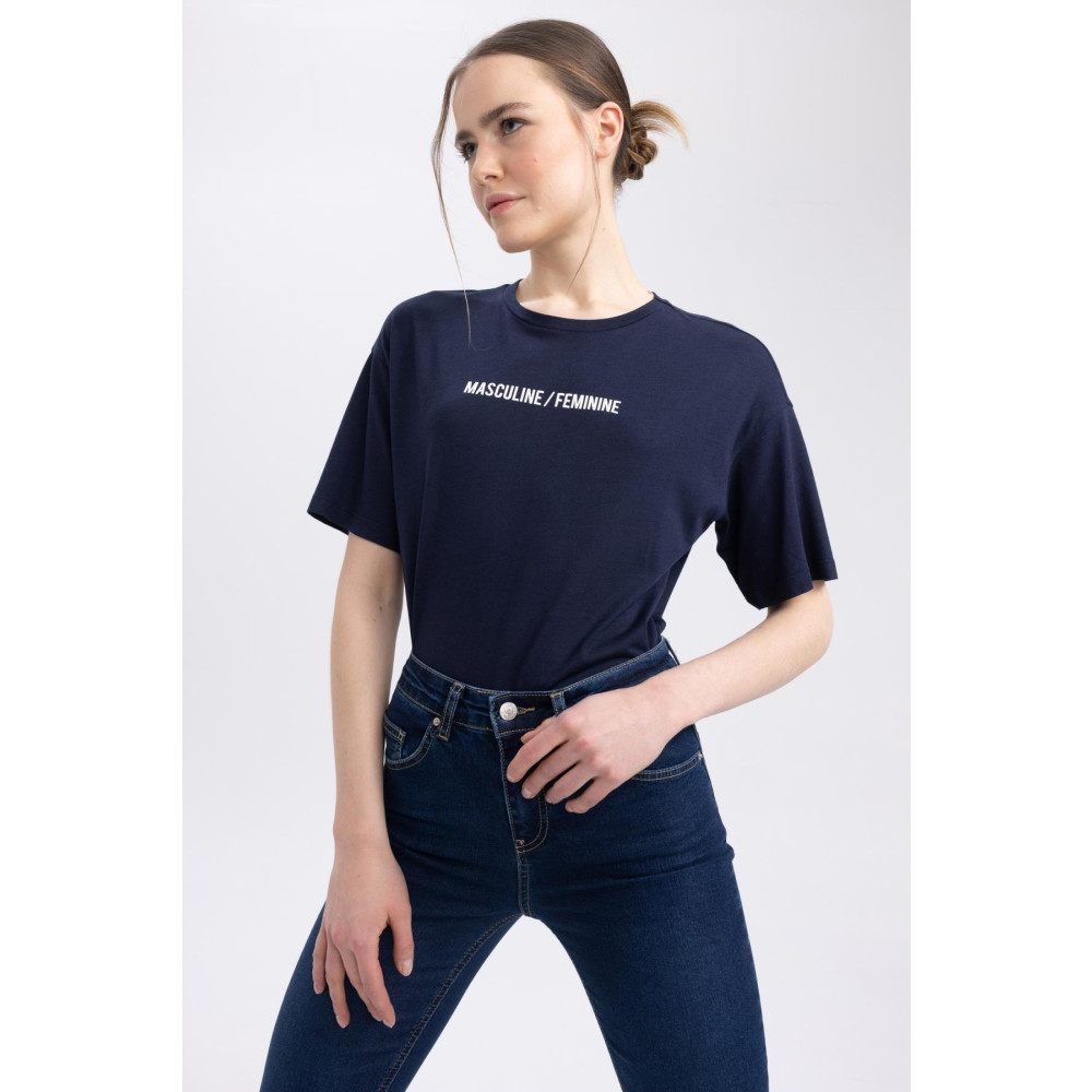 DeFacto Sorbe X Relax Fit Bisiklet Yaka Kısa Kollu Tişört 3XL Beden Bayan T-shirt Fiyatı