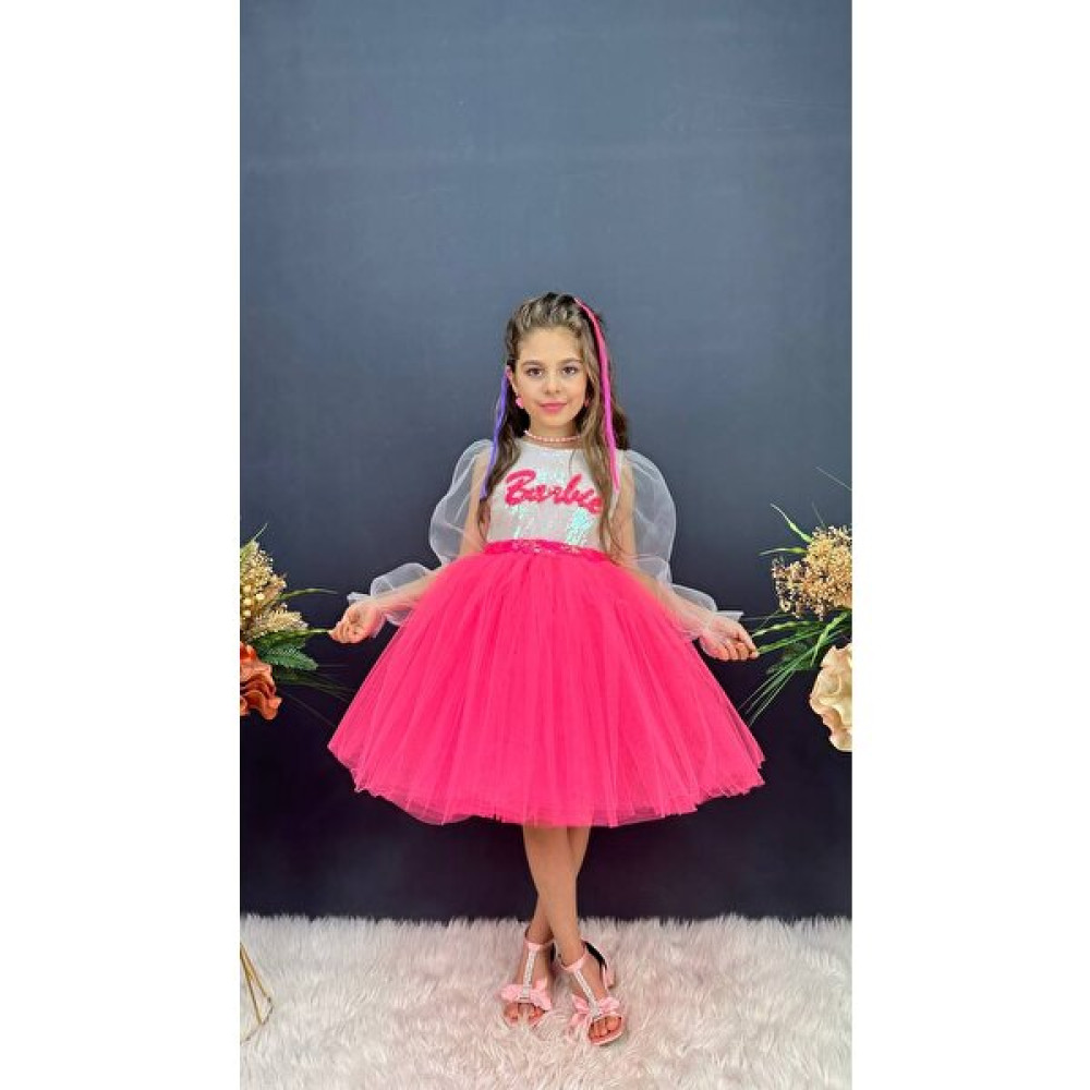 Defada Kız Çocuk Barbie Model Beyaz Pulpayetli Melek Kanatlı Tütü Abiye Elbise Kız Çocuk Elbise Fiyatı
