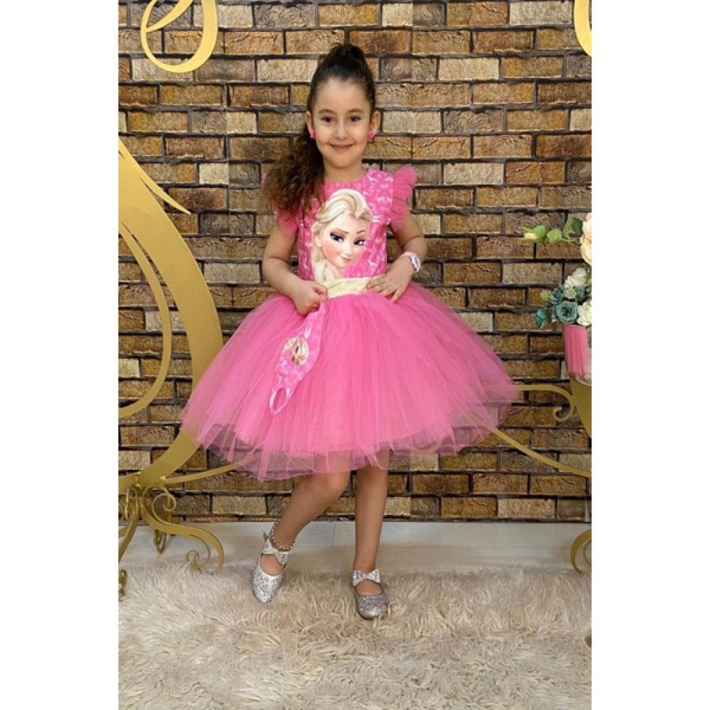 Defada Pembe Maskeli Elsa Konsept Abiye Elbise Elbise Fiyatı