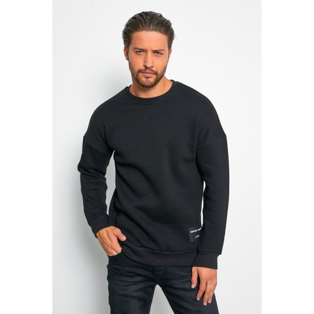 Defend Erkek Siyah Oversize Günlük Bisiklet Yaka Içi Yünlü Rahat Spor Sweatshirt Erkek Sweatshirt Fiyatı