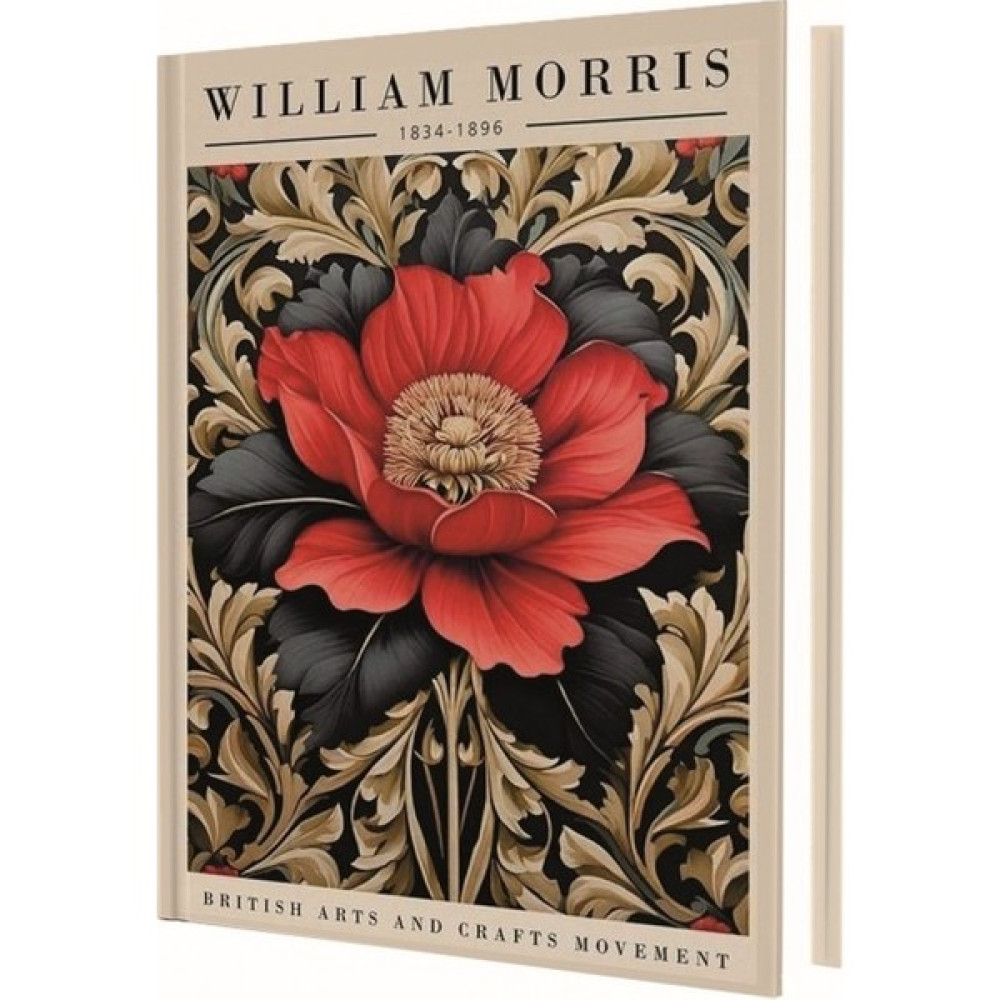 Deffter Wintage Art Red Flower (William Morris) 96 Yaprak Çizgili Sert Kapak Defter Defter Fiyatı