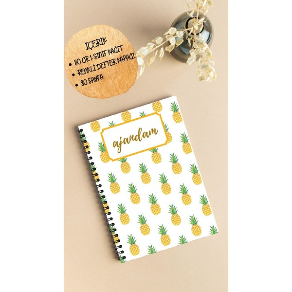 Defko Ananas Desenli Weekly Planner - Haftalık Hatırlatıcı Planlayıcı Ajanda Defter A5 Ajanda Fiyatı