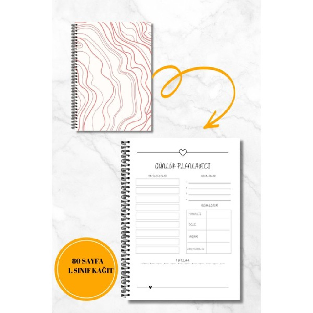 Defko Çizgiler Daily Planner - Spiral Destekli Günlük Planlayıcı A5 Defter Ajanda Fiyatı