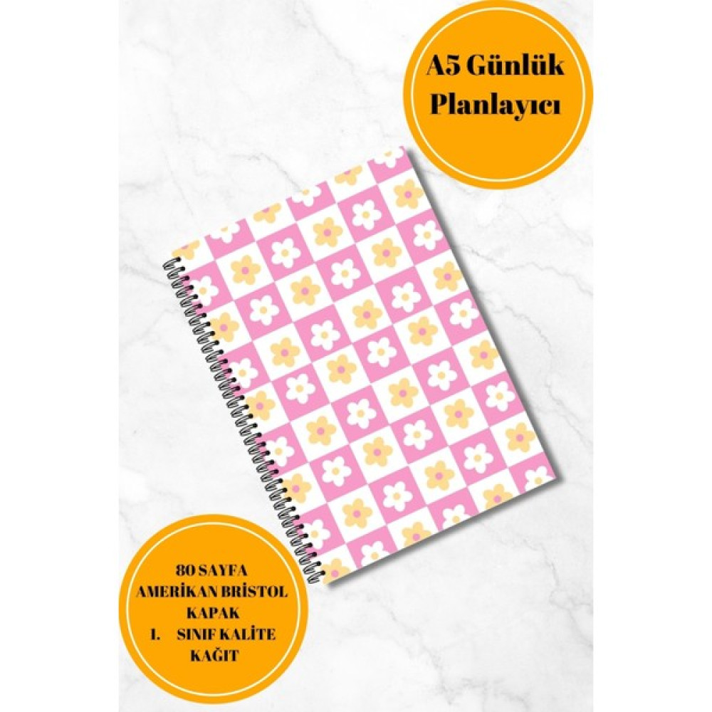 Defko Ekoseli Papatya Daily Planner - Spiral Destekli Günlük Planlayıcı A5 Defter Ajanda Fiyatı