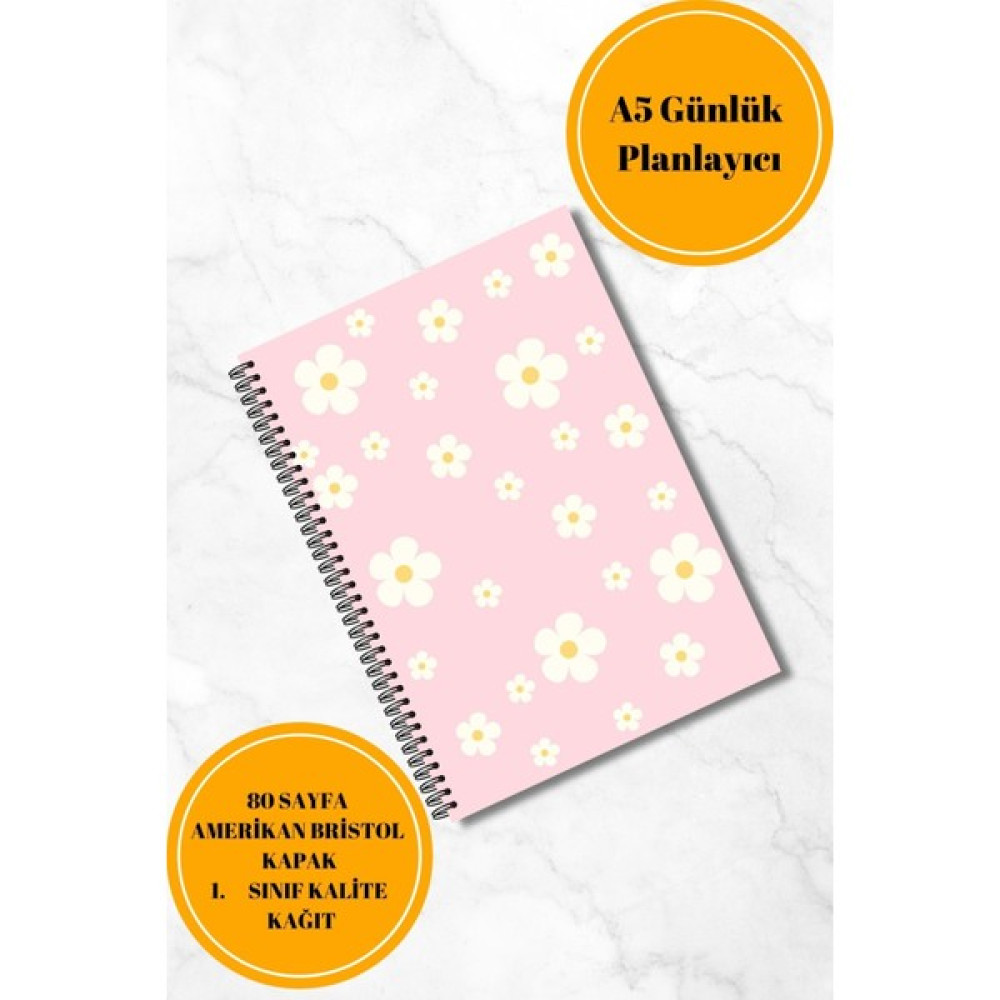 Defko Pembe Çiçekler Daily Planner - Spiral Destekli Günlük Planlayıcı A5 Defter Ajanda Fiyatı