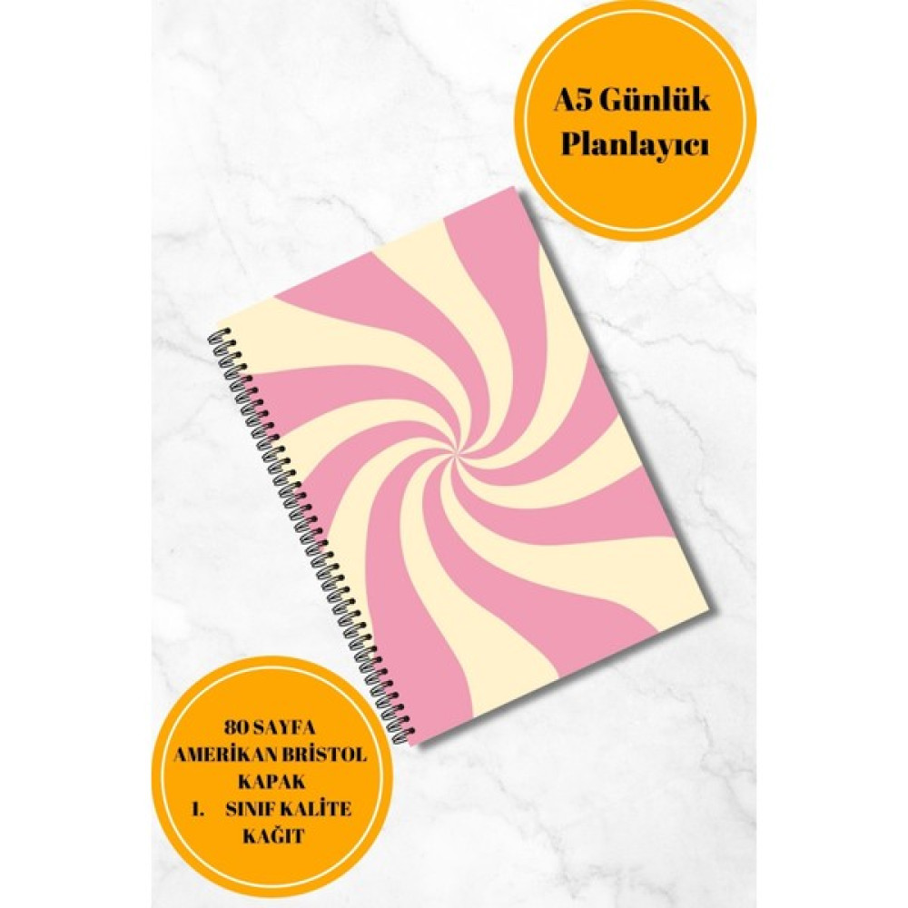 Defko Pembe Girdap Daily Planner - Spiral Destekli Günlük Planlayıcı A5 Defter Ajanda Fiyatı