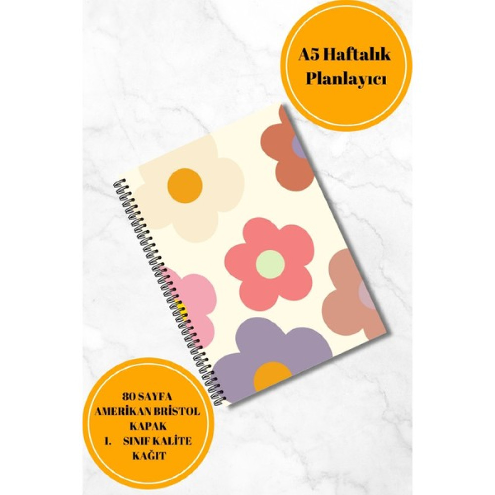 Defko Soft Çiçekler Weekly Planner - Spiral Destekli Haftalık Planlayıcı A5 Defter Ajanda Fiyatı
