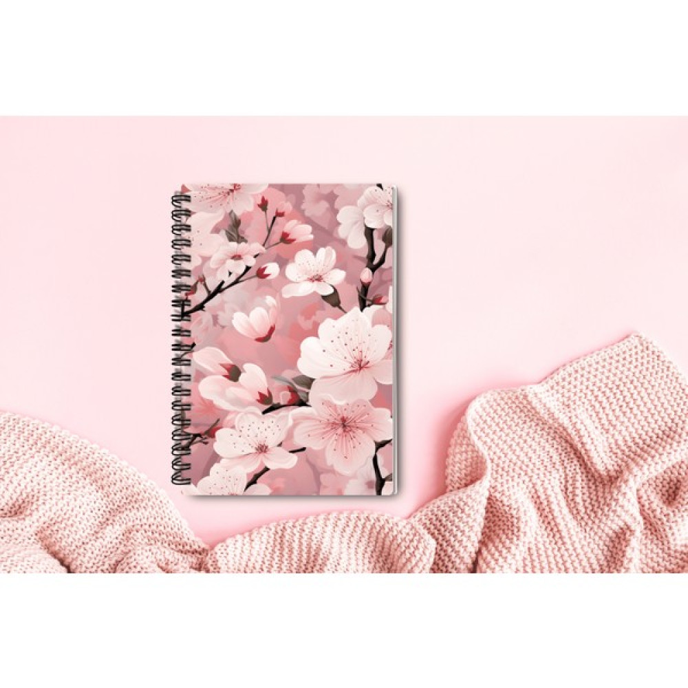 Defter - Kalın Sert Karton Kapak Kiraz Çiçeği Defter/bullet Journal/tel SPIRALLI/120 Sayfa - PEMBE Spiralli Defter Fiyatı