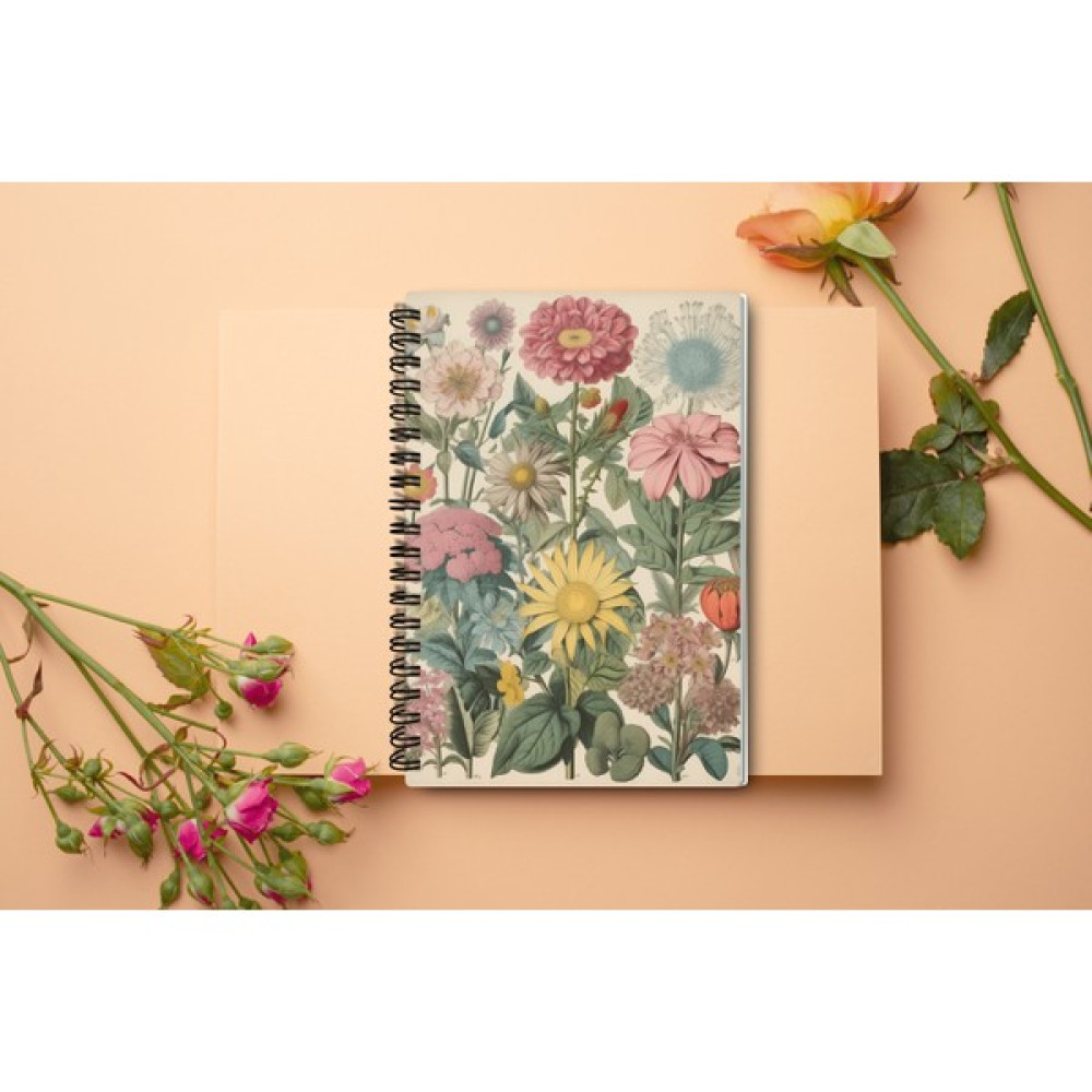 Defter -Kalın Sert Karton Kapak Vintage, Nostalji Çiçek Defter/bullet Journal/tel SPIRALLI/120 Sayfa - 3 Spiralli Defter Fiyatı