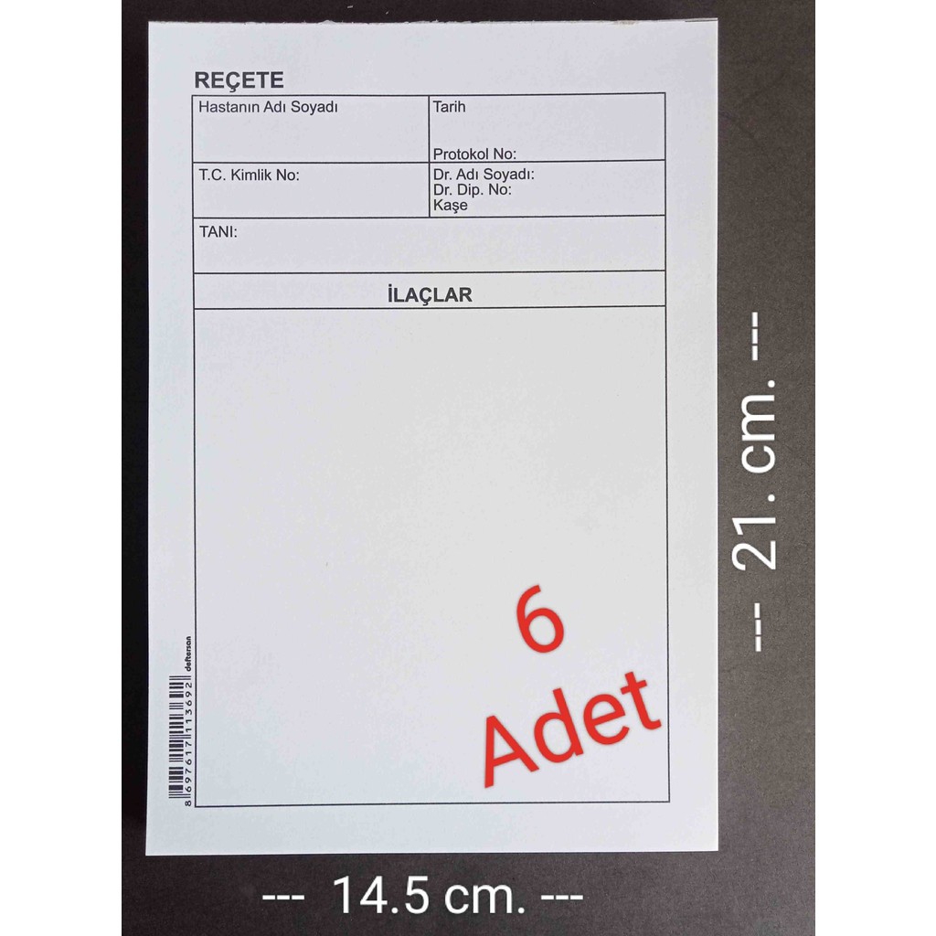 Deftersan 70 gr A5 Reçete Kağıdı 6 Adet 100 Sayfa Ofis ve Ev Kullanımına Uygun Beyaz Defter & Kağıt Ürünleri Fiyatı