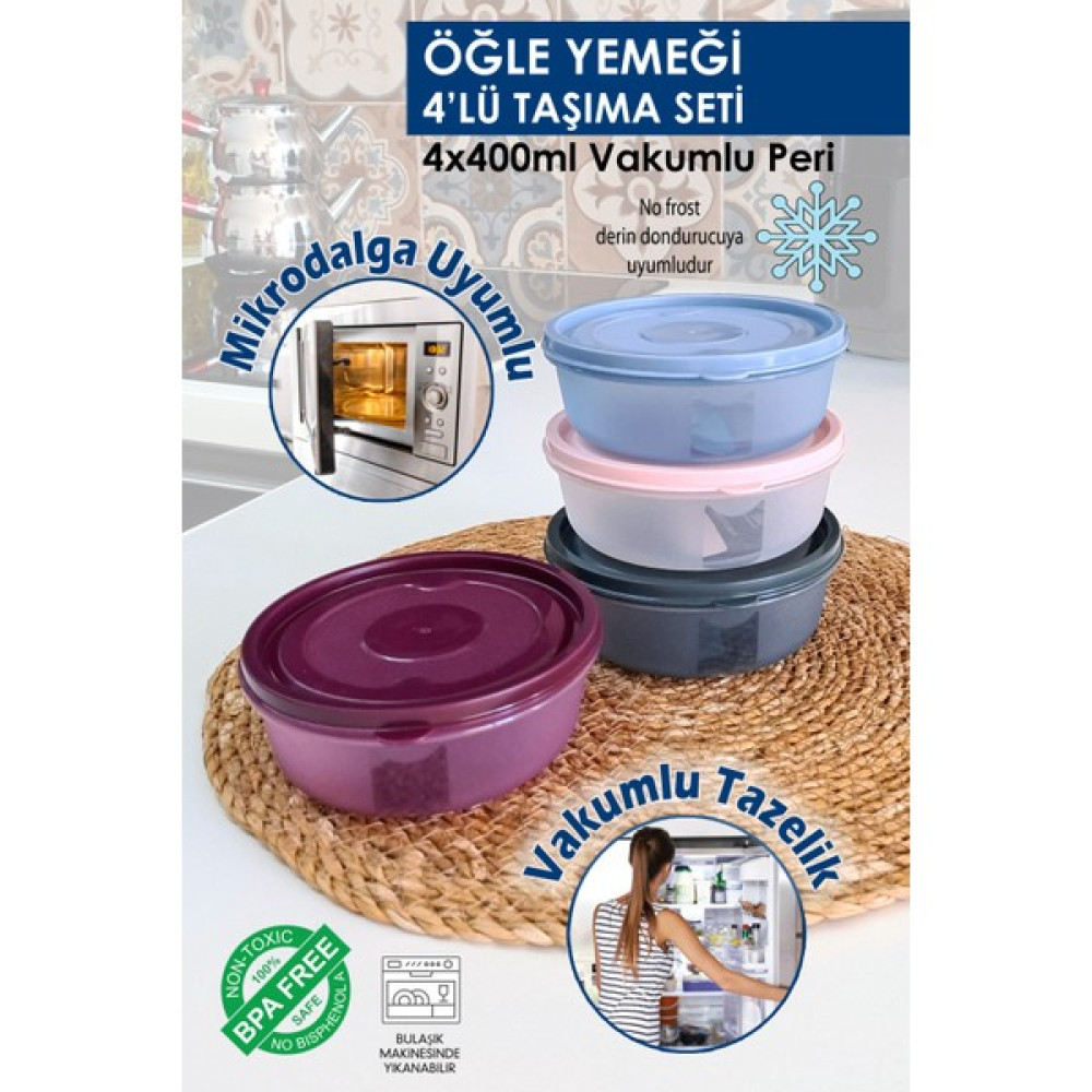 Deftion 4'lü Öğle Yemeği Taşıma Kabı Seti Mikrodalga Uyumlu Vakumlu Yeni Nesil Sefer Tası Lunchbox Mikrodalgaya Giren Girebilen Lunch Box Yemek Bes... Beslenme Çantası Fiyatı