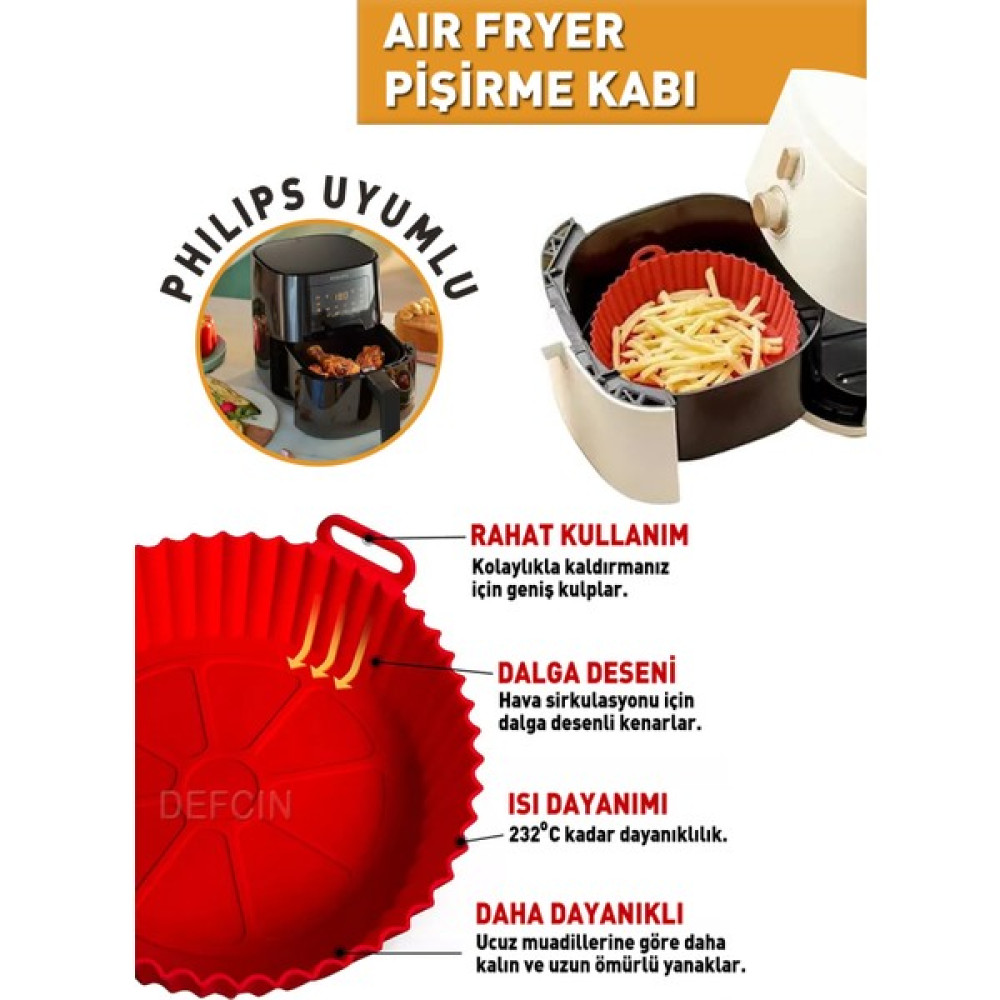 Deftion Philips Airfryer Uyumlu Silikon Pişirme Kabı Airfray Aifrey Fritöz Pişirme Kağıdı Silikonu Pişirme Kağıdı Fiyatı