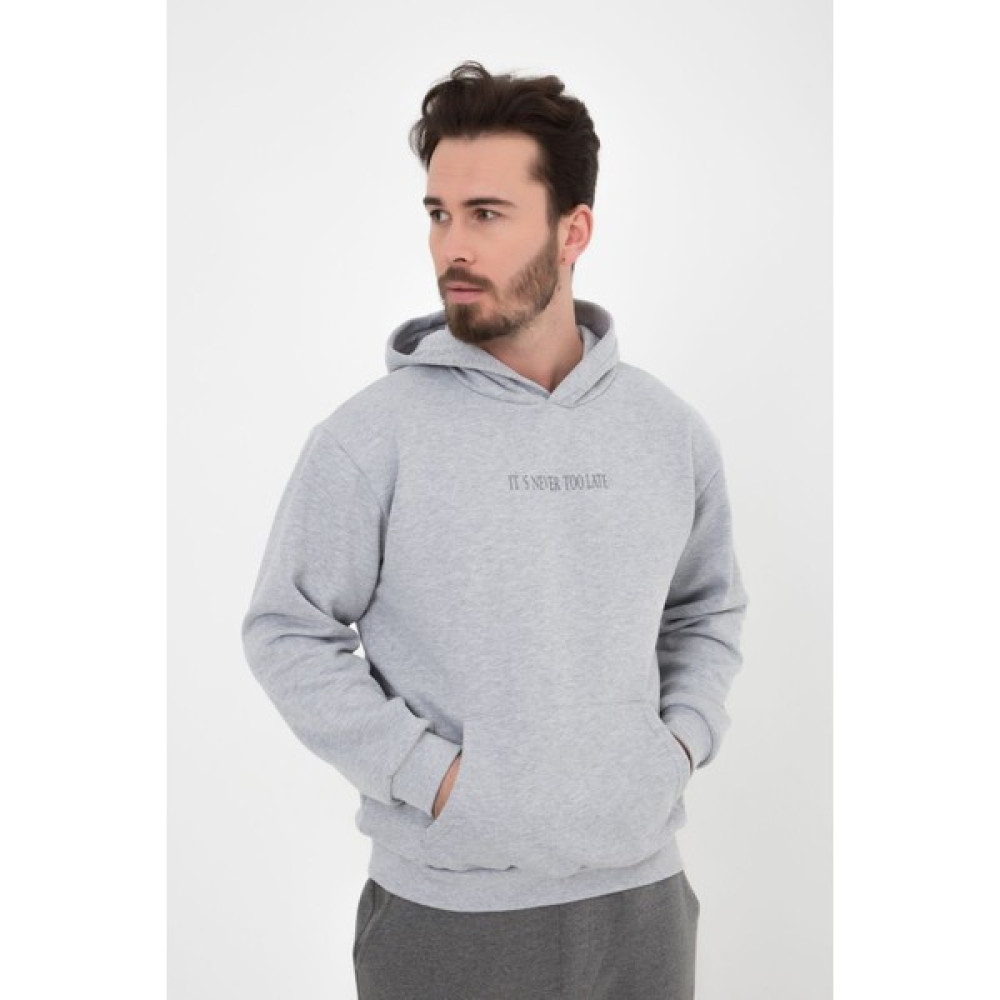 Defy's Erkek Baskılı Kapüşonlu Sweat Gri Erkek Sweatshirt Fiyatı