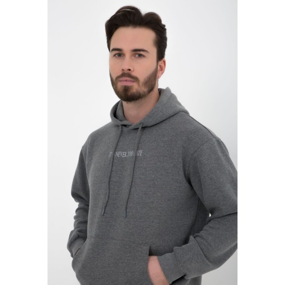 defy's Erkek Baskılı Kapüşonlu Sweatshirt Antrasit Erkek Sweatshirt Fiyatı