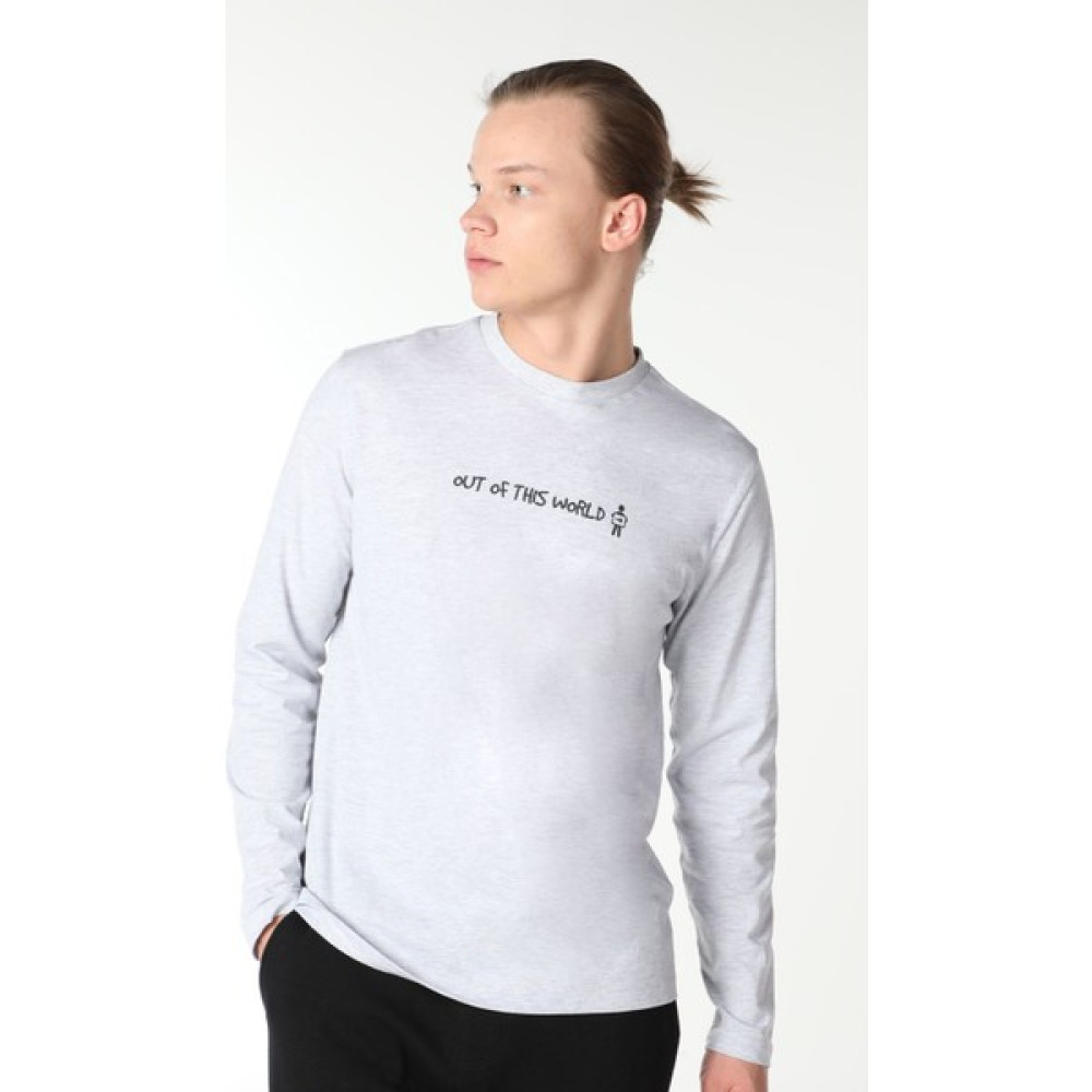 Defy's Erkek Baskılı Uzun Kollu Bisiklet Yaka Tişört Kar Melanj Erkek T-shirt Fiyatı