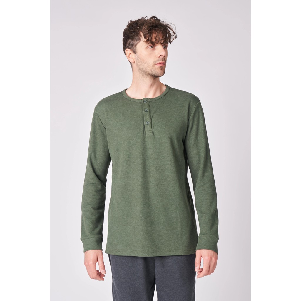 Defy's Erkek Bisiklet Yaka Uzun Kollu Patlı Regular Fit Tişört Haki Erkek T-shirt Fiyatı