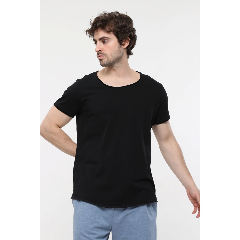 Defy's Erkek Kayık Yaka Kısa Kollu Regular Fit Basic Tişört Siyah Erkek T-shirt Fiyatı