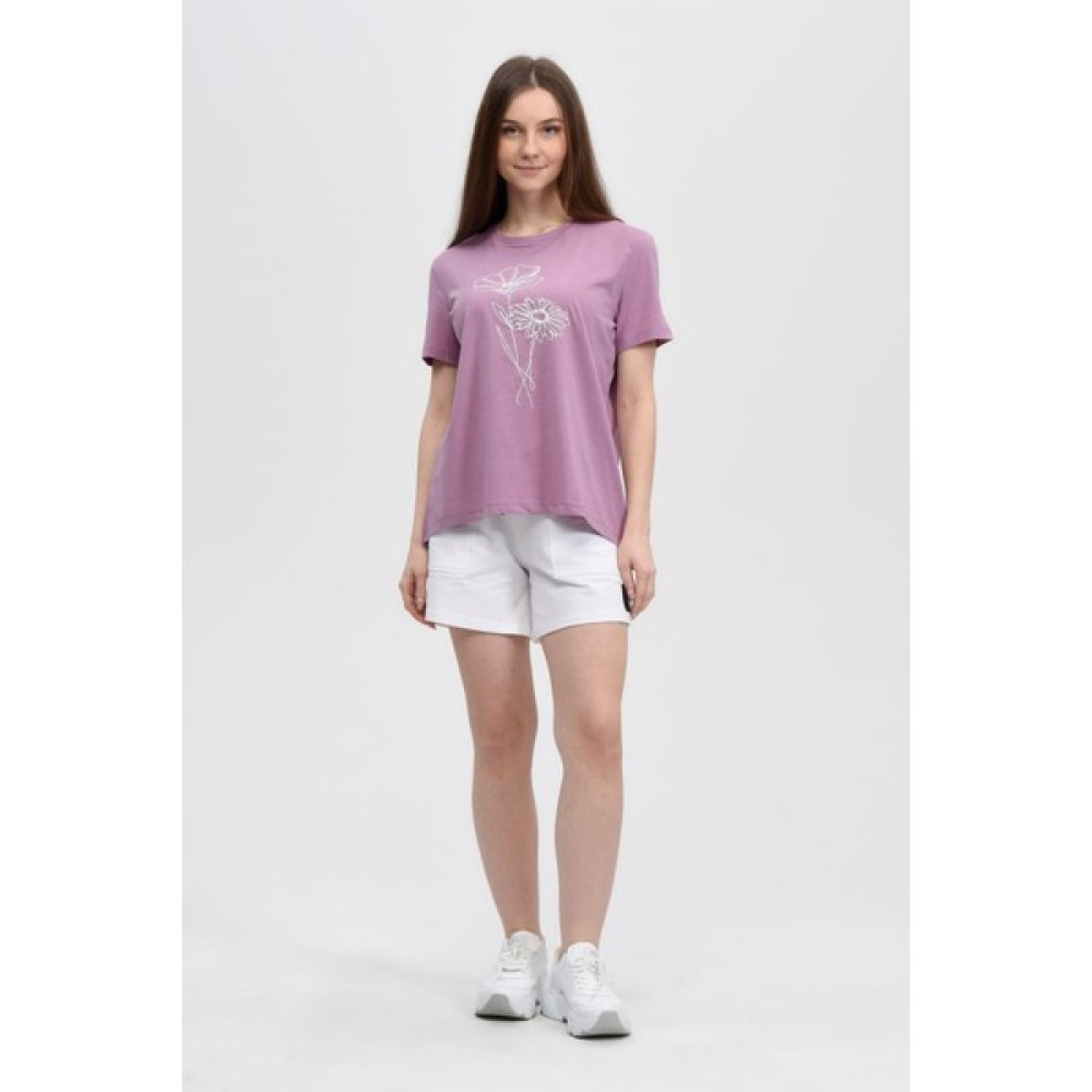 defy's Kadın Baskılı Kısa Kollu Arka Oval Bisiklet Yaka Tişört Mor - Xl Bayan T-shirt Fiyatı