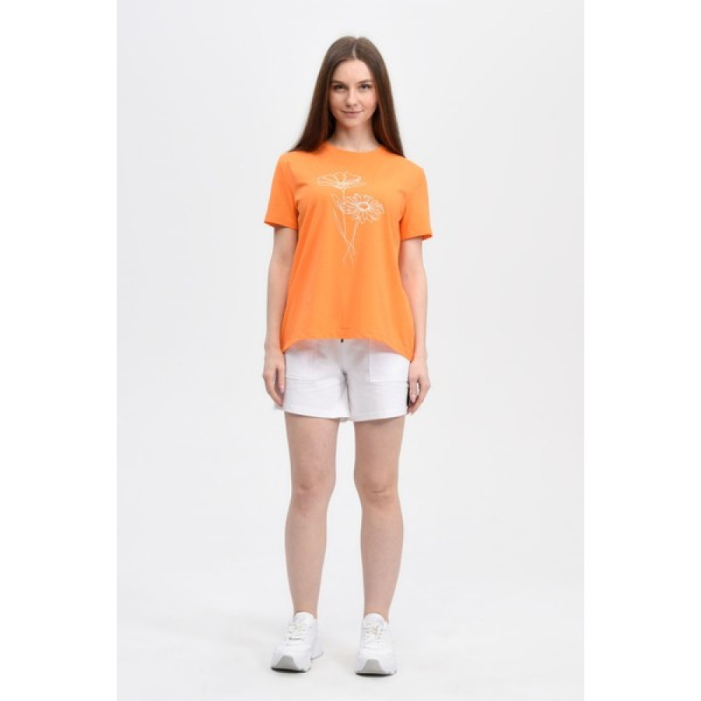 defy's Kadın Baskılı Kısa Kollu Arka Oval Bisiklet Yaka Tişört Oranj - L Bayan T-shirt Fiyatı