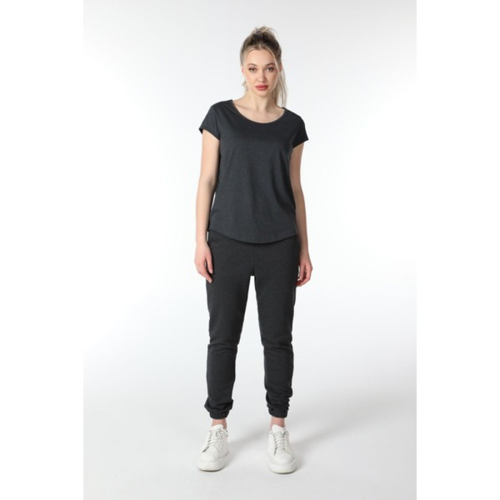 Defy's Kadın Kısa Kollu Kayık Yaka Tişört Antrasit Bayan T-shirt Fiyatı