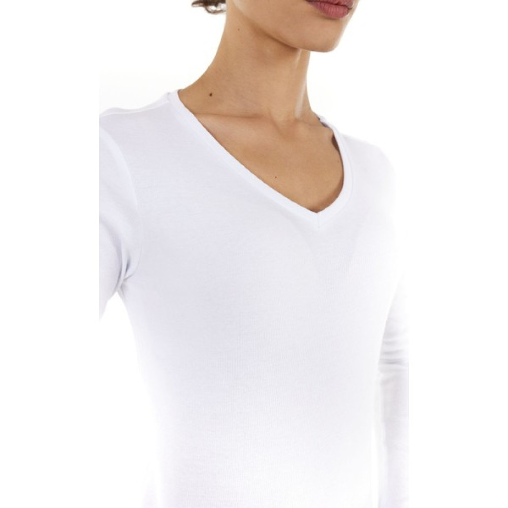 Defy's Kadın Uzun Kollu V Yaka Tişört Beyaz Bayan T-shirt Fiyatı
